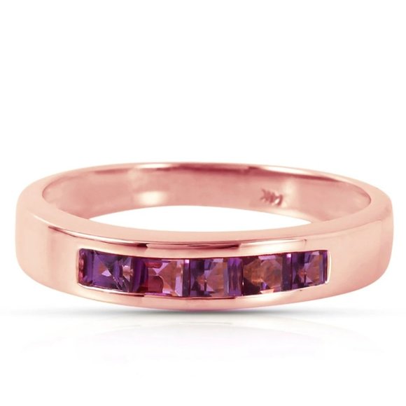 14K Rose Gold Rings Natural Purple Amethyst - Picture 1 of 2